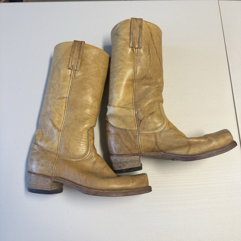 Vintage Frye Campus Boots Mens 11.5 Brown Black Label Square Toe 70s Made in USA